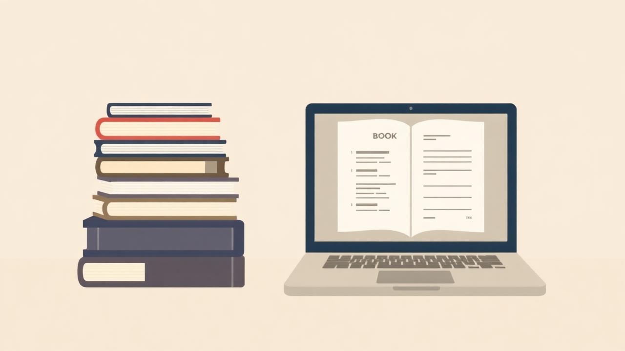 Libros publicados y ordenador con una ficha de libro, representando editoriales especializadas en Amazon KDP