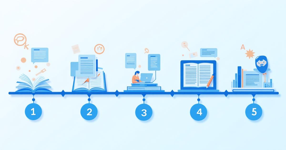 Ilustración del proceso completo de edición y publicación en Amazon KDP con timeline visual